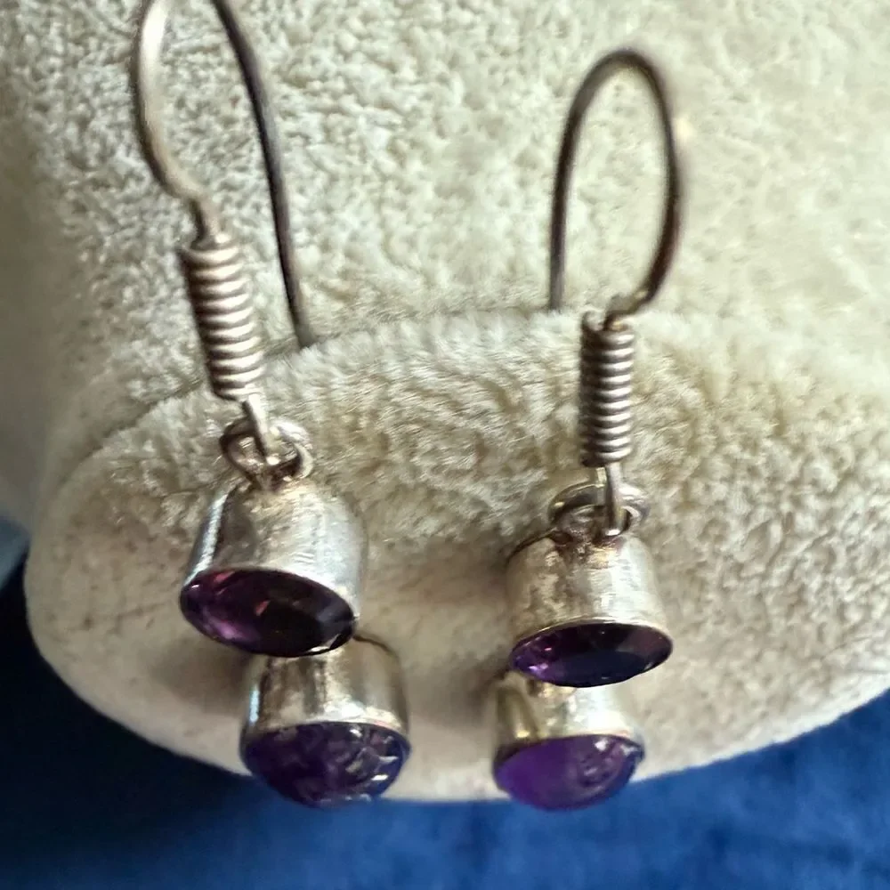 PURPLE GEMSTONE DROP EARRINGS – HANDCRAFTED BOHO CHIC FOR WOMEN